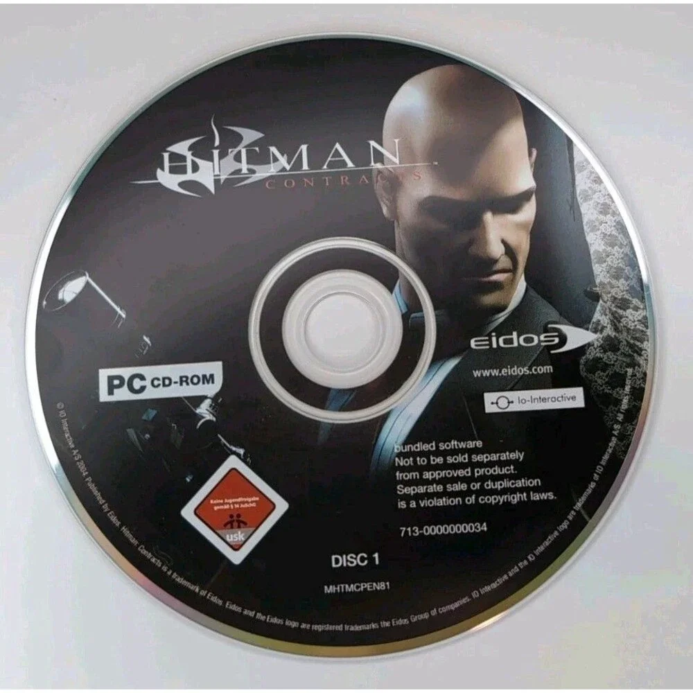 Hitman - Contracts -Complete 2-Disc Game Agent 47 Classic (PC 2004) - Disks Only